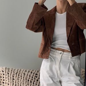 ‼️SOLD‼️VINTAGE suede brown cropped jacket
